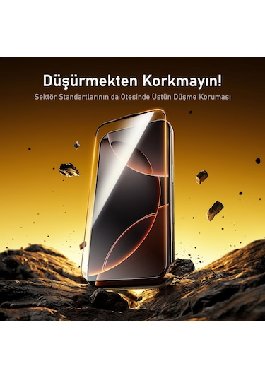 Aohi The Future İphone Uyumlu 16 Pro Max Kılıfı Siyah, Tam Kaplayan Kırılmaz Temperli Camlı Koruma-ssc14113