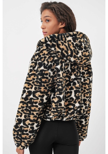 Gabria Kapişonlu Desenli Kısa Mont Siyah