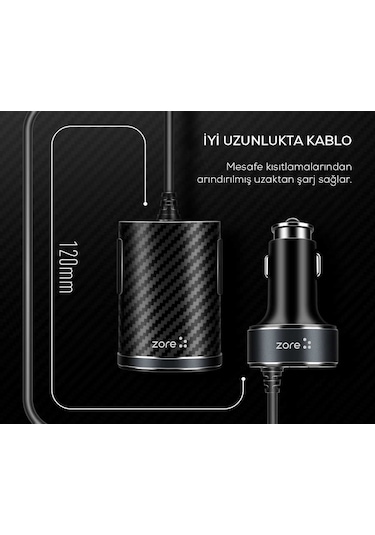 Mobilefix Zr-c502 2+2 Araç Şarj Seti - Siyah Siyah