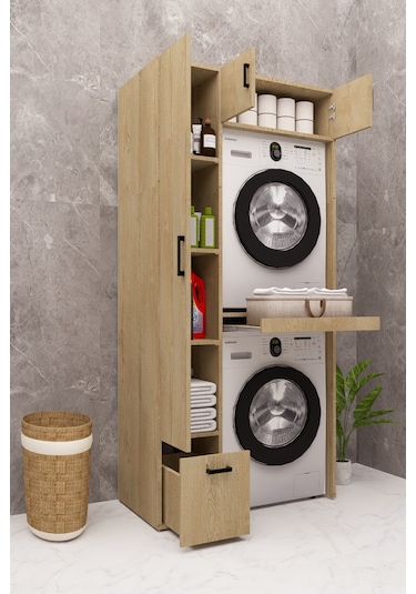 Mdf Çamarış Makinesi Ve Kurutma Makinesi Dolabı Çekmeceli Ahşap Lefkas Meşe