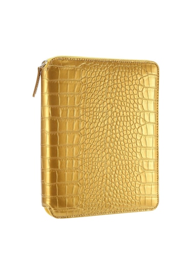 Victoria Journals Croco Zipperfolder Noktalı Organizer - Defter Altın 14.8x21cm