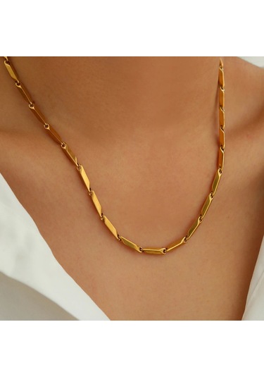 Çelik Kolye Titanyum Melon Düz Model 2 Mm 55 Cm Altın Sarısı Gold Gold