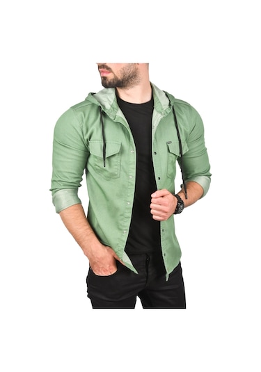 Deepsea Erkek Yeşil Kapüşonlu Slim Fit Dar Kesim Gömlek Likralı Pamuklu Likralı Kot Gömlek 2300396 Yeşil Deepsea Erkek Yeşil Kapüşonlu Slim Fit Dar Kesim Gömlek Likralı Pamuklu Likralı Kot Gömlek 2300396 Yeşil