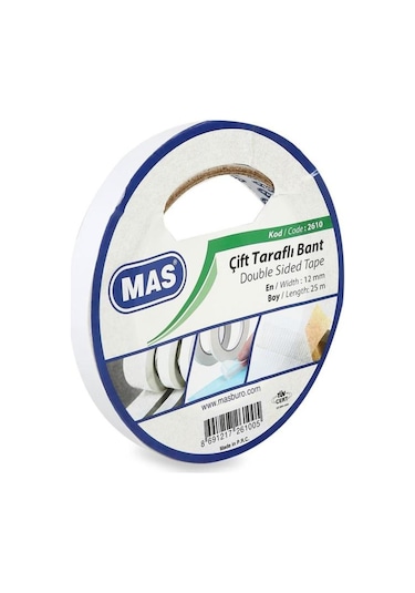 Mas 2610 Bant Çift Taraflı 12mm 25m 1