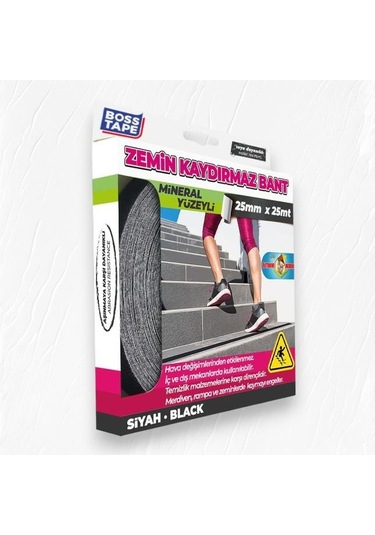 Boss Tape Zemin Merdiven Kaydırmaz Bant 25mmx25mt Siyah