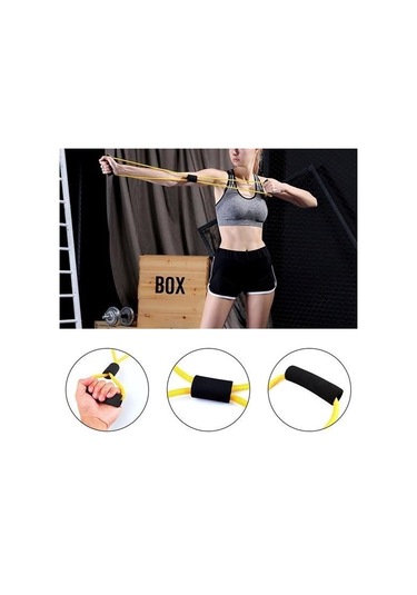 Ollevra Direnç Bandı 8 Şeklinde Yoga Plates Ve Vücut Geliştirme Egzersiz Bandı Sarı