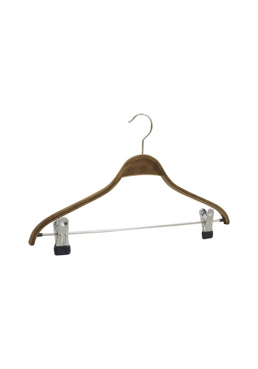 Nyn Ahşap Askı Mandallı Pantolon Etek Askısı Ceviz Renk 6 Adet Kahverengi