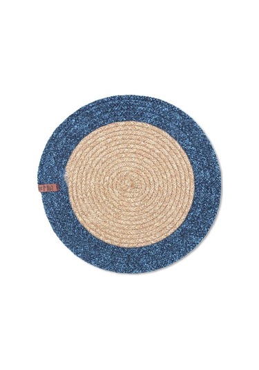 THE MİA JÜT AMERİKAN SERVİS BAMBU LACİVERT 35x35 CM Lacivert