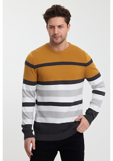 Alexandergardı Bisiklet Yaka Renk Bloklu Erkek Kazak E23-6710 001