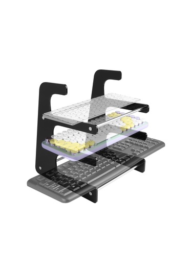 Sones Akrilik Klavye Saklama Braketi Üç Katmanlı Klavye Ekran Standı Siyah