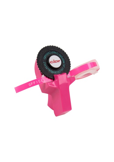 Tenfowee Pembe Mini Etiket Yazıcı - 9mm Genişliğinde 2 Adet Band Siyah + Rastgele Renk - Plastik Yapı - El Defteri Dekorasyonu İçin