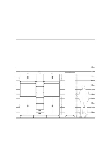 Kronos Dolap 14 Raflı 2 Çekmeceli 2 Askılı 220x59x243 Çam-antrasit/aytaşı Antrasıt/aytası