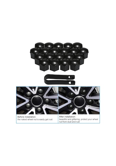 Xiyyadms 19mm Universal Araba Tekerlek Somun Kapakları, Abs Plastik, Aşınma Ve Korozyon Koruyucu, 7 Renk Seçeneği, 20 Adet + Çıkarma Aracı