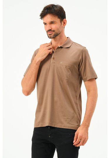 Classıc Kısa Kollu Mercerize Regular Erkek Polo Yaka Tshırt Vizon