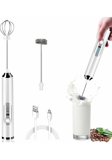 Ximistore9 Şarj Edilebilir 3 Hızlı El Tipi Süt Köpürtücü - Paslanmaz Çırpma Başlıklı, Kolay Temizlenebilir, Kahve Ve İçecekler İçin