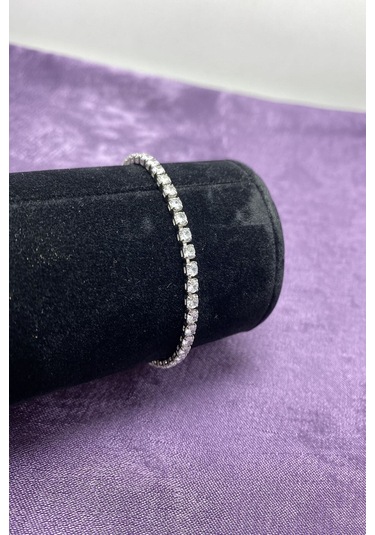 Gümüş Kaplama Zirkon Taşlı Su Yolu Bileklik Çok Renkli