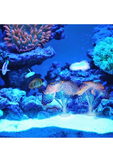 Sones Akvaryum Makaleleri Dekorasyon Silikon Simülasyon Floresan Enayi Denizanası, Boyut: 10 10 9cm