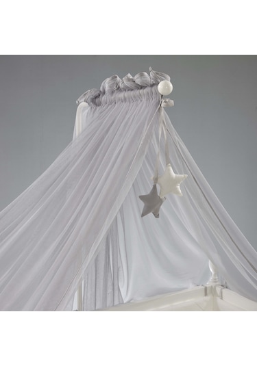 Meltem Kids Kral Sallanır Ahşap Anne Yanı Beşik 60x120 cm (beyaz-motto gri) Gri