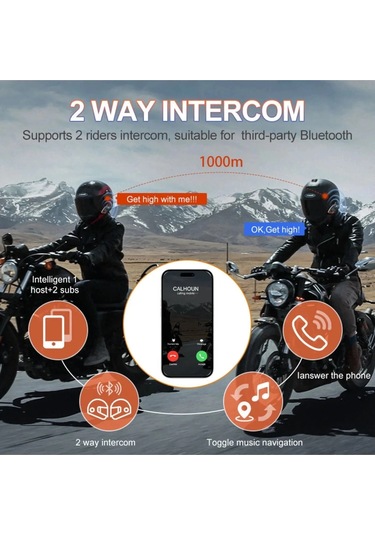 Yeni Model Y80-2x Motosiklet İntercom 2 Kişilik Bağlantı Rgb Işıklı Bluetooth Kulaklık Seti