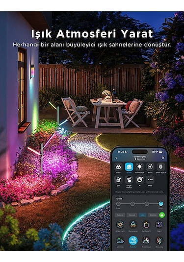 Govee Rgbww Dikey Bahçe Aydınlatması 2'li Çok Renkli
