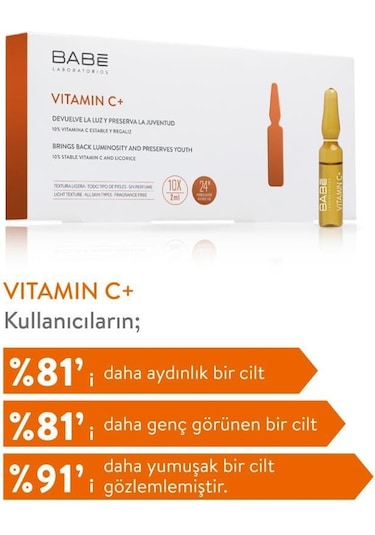 Babe Vitamin C+ Aydınlatıcı Etkili Konsantre Bakım Ampul Serum 10 x 2 ML