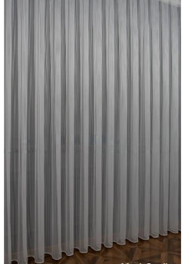 Tül Perde Mürdüm Etek Ucu Papatya Desenli Renk Geçişli 3 Kat Pileli Tül Perde BEYAZ