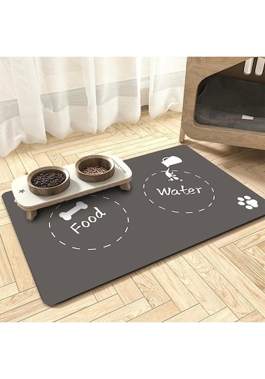 Matgo Pati Food Water Gri Evcil Hayvan Beslenme Matı Mama Paspası 50 x 70 CM