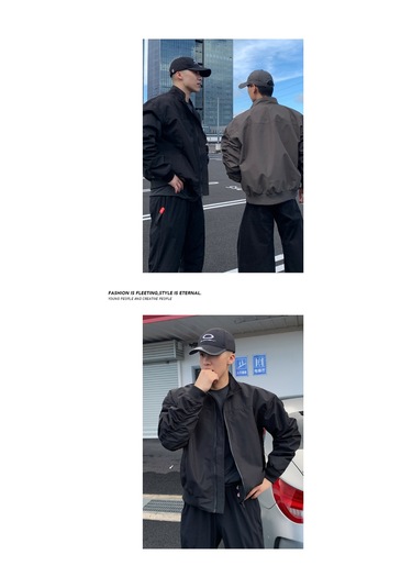 Sonbahar Ve Kış Erkek Antrenör Üniforması Fermuarlı Su Geçirmez Düz Renk Büyük Boy Erkek Ceketi Gri