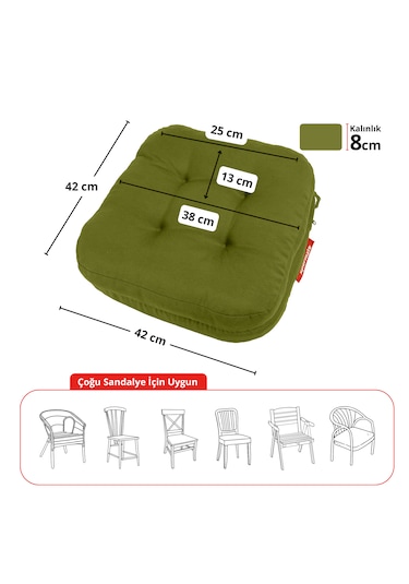 Xpermate 4'lü Çift Kat Sandalye Minderi 42x42x8 Yeşil