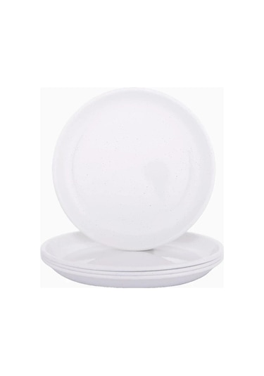 Barebones Rolled Enamelware Plate Kamp Mutfağı 4 Lü Emaye Tabak Mutfak Aksesuarları Beyaz