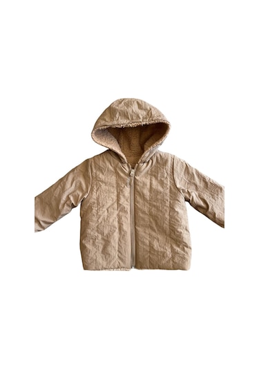 Verscon Kız / Erkek Bebek Peluş Fermuarlı Kapüşonlu Mont-11357-camel Camel
