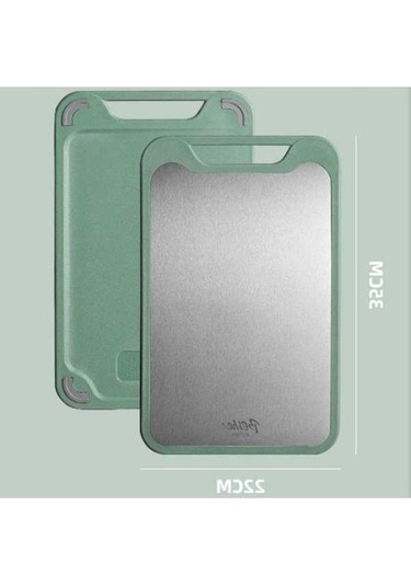 Novahub Yeşil Çift Taraflı Kesme Tahtası, 304 Paslanmaz Çelik, Mutfak Sebze Kesme Tahtası, Paspaslar, Pratik Mutfak Ekipmanı Yeşil