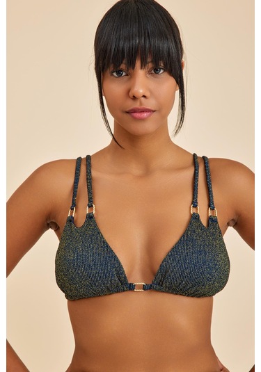 Maldives Lacivert Dolgusuz Üçgen Bikini Üst Lacivert