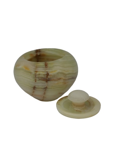 El Yapımı Oniks Doğal Taş Elma Model Şekerlik - 5 İnç Dekoratif