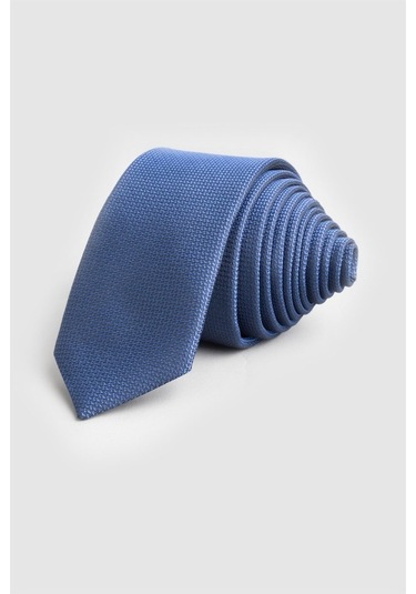 Tudors İnce Kendinden Desenli Erkek Kravat - Indigo İndigo
