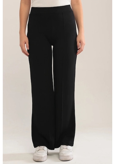 Ahves Çımalı İspanyol Paça Pantolon 1590 - Siyah Siyah