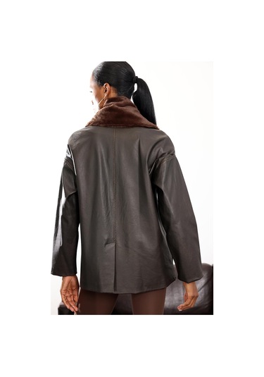 Acı Kahve Şal Yaka Deri Mont 99808 Acı Kahverengi