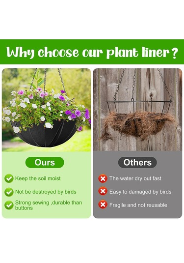 Suntek 2x Saksı Sepeti Astarı Tekrar Kullanılabilir Asılı