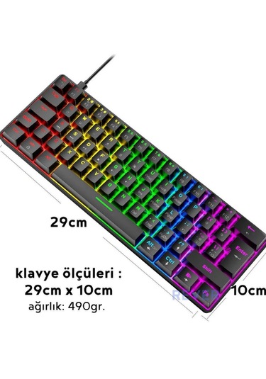 Atasoft T60 RGB Kırmızı Switch Mekanik Kablolu Q Oyuncu Klavye