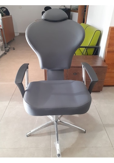 Geri Yatarlı Yükseklik Ayarlı Kuaför Makyaj ve Kaş Koltuğu Gri