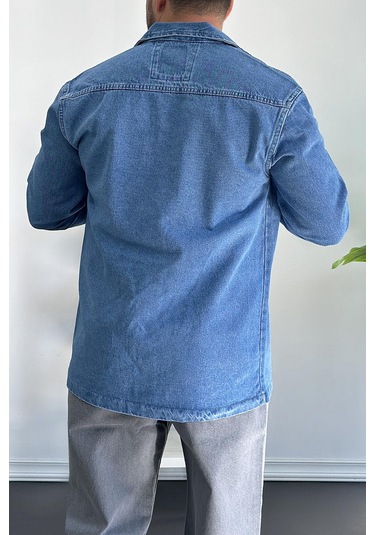 Erkek Büyük Cepli Gömlek Ceket Mavi Edw200 Mavi