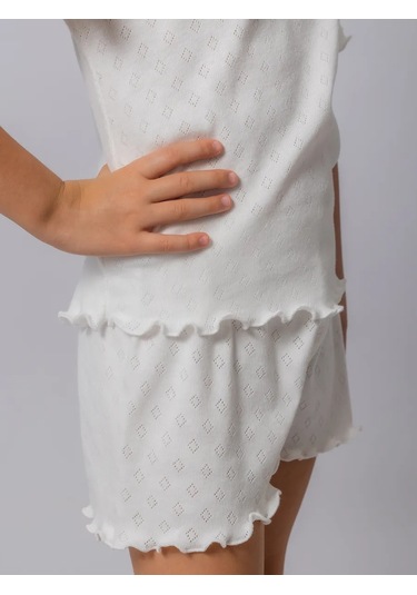 Sem Bur Çocuklar İçin Dantelli Pijama Takımı Şortlu 462072134 Beyaz