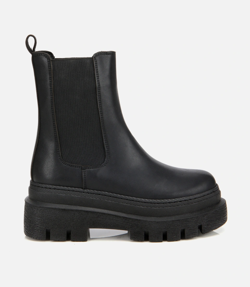 Hotiç Kadın Siyah Lastik Detaylı Kalın Tabanlı Düz Bot 01boh314880a100 01boh314880a100 Siyah