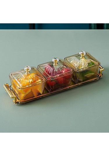 Suntek Magideal Kurutulmuş Meyve Aperatif Servis Tabağı Amber-3-ızgara