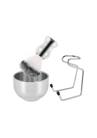 Joyhub Paslanmaz Çelik Tıraş Seti - Sabunluk, Fırça Ve Stand İle Bıyık & Sakal Bakımı Gümüş Tıraş Makinesi Yedek Başlığı Imaxzg