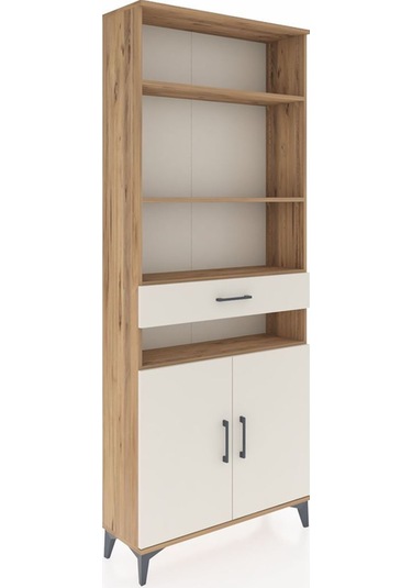 Arges Dolap 5 Raflı Tek Çekmeceli 2 Kapaklı 88x30x221 Çam-aytaşı Atlas Çam
