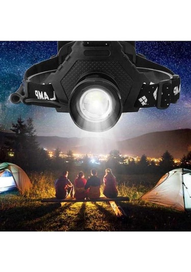 Ulzyvf Zoom Xhp70 Usb Teleskopik Siyah Şarj Lambası Kafa Işık Güçlü Far Dış Balıkçılık Aydınlatma Aj Siyah