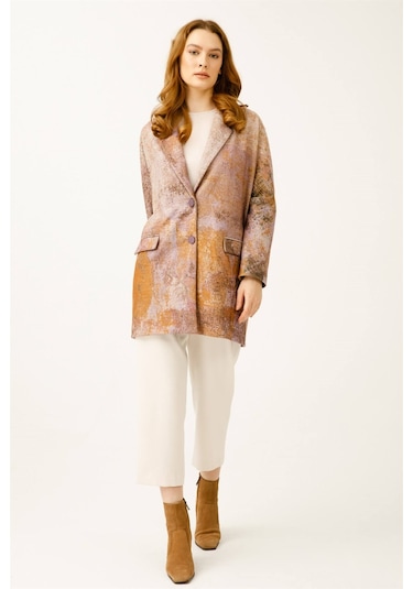 Özel Desenli Keçe Ceket Kaban Lila-lila Lila