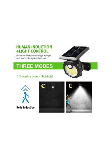 Tongxida Gece Işık Toprak/bina Duvar Lambası 42cob, 3 Beyaz Işık Modu, 2x1200mah Batarya, Ip65 Koruma, 270 Algılama