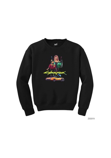 Cyberpunk Get Rich Or Die Siyah Sweatshirt Siyah